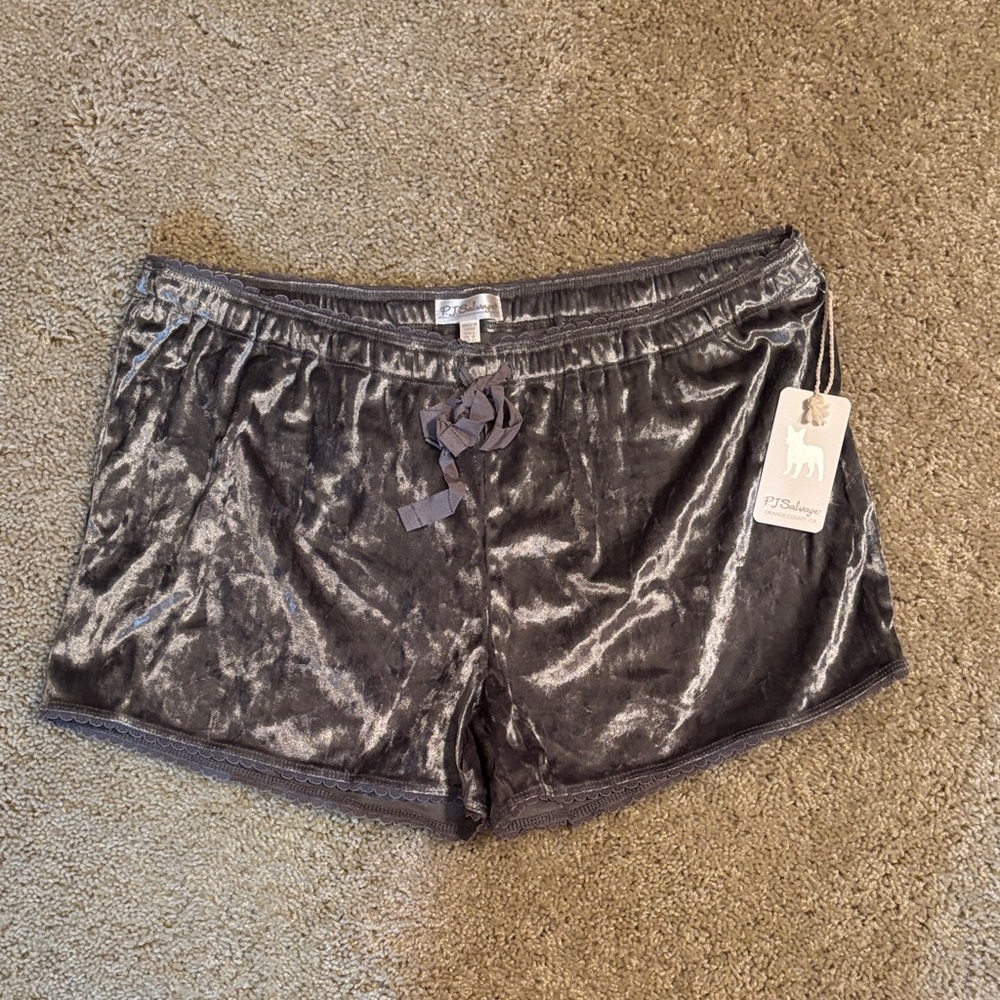 P.J. Salvage Shimmering Silver Fabric sleep shorts